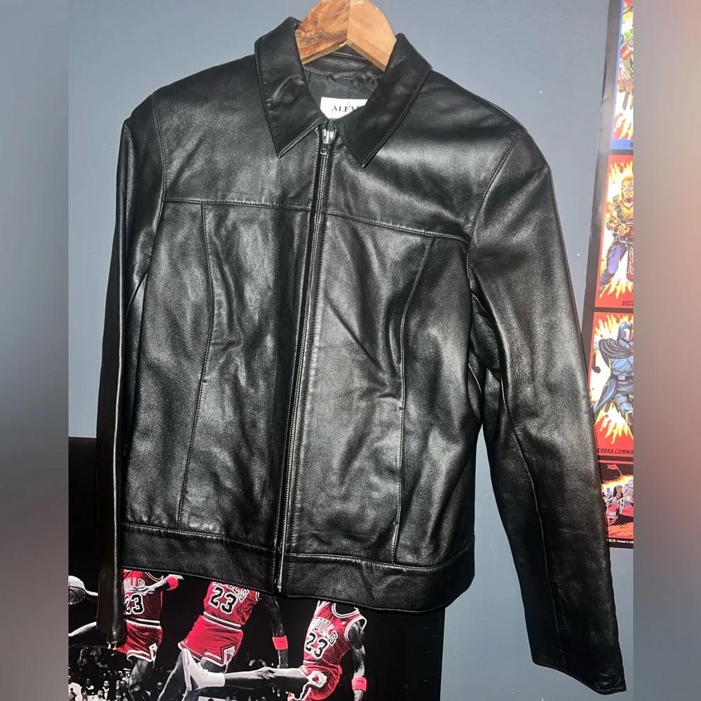 Alfani full zip genuine leather jacket - Picture 1 of 5